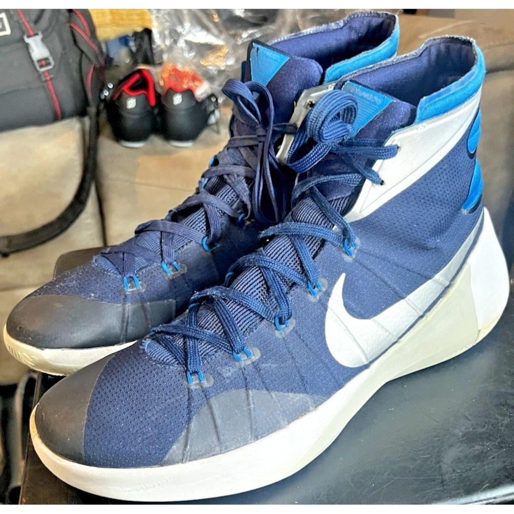 Nike Hyperdunk 2015 TB Men's Basketball Shoes 13 Navy Blue/Silver/White 749645